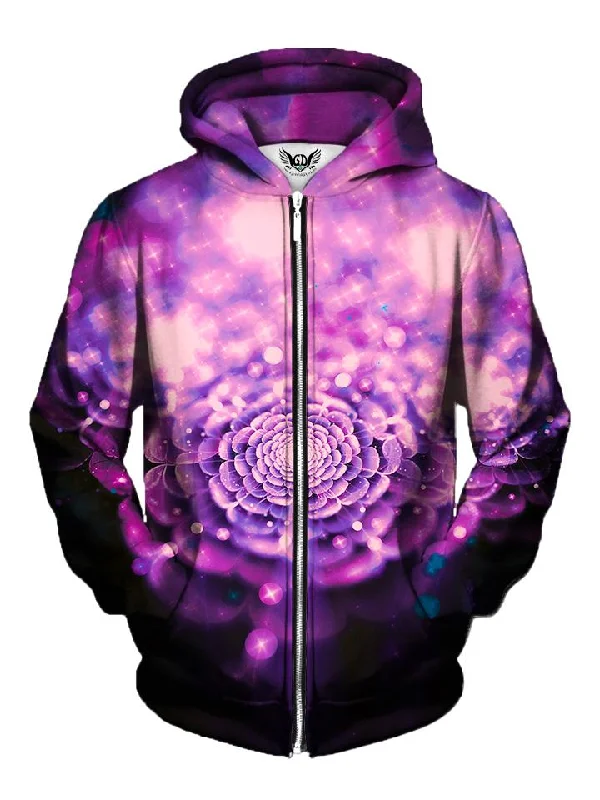 Flower Fae Purple Galaxy Zip-Up Hoodie Hoodie with Zipper Versatile Modern