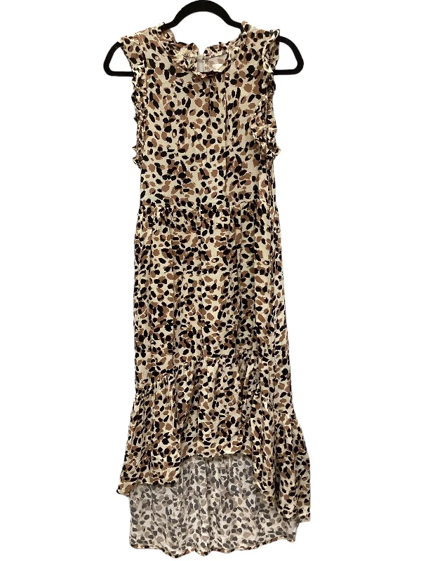 Animal Print Dress Casual Midi Karlie, Size M Stylish Halter Neck Midi Dress