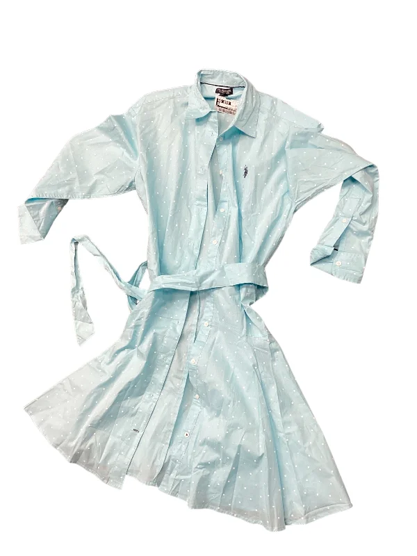 Aqua Dress Casual Midi Us Polo Assoc, Size S Elegant Puff Sleeve Midi Dress