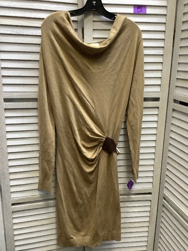 Beige Dress Casual Midi Michael By Michael Kors, Size Xl Comfortable Ruched Midi Dress Beige Dress Casual Midi Michael By Michael Kors, Size Xl Comfortable Ruched Midi Dress