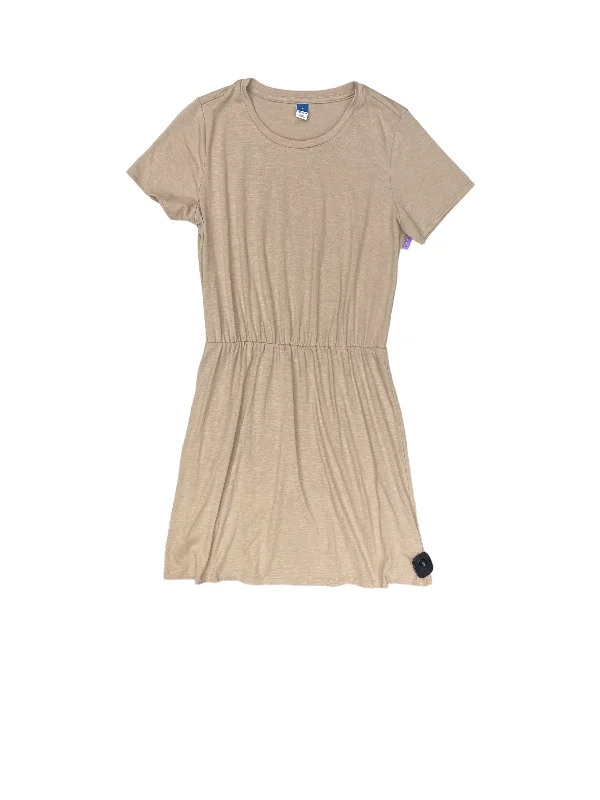 Beige Dress Casual Midi Old Navy, Size M Trendy Smocked Detail Midi Dress