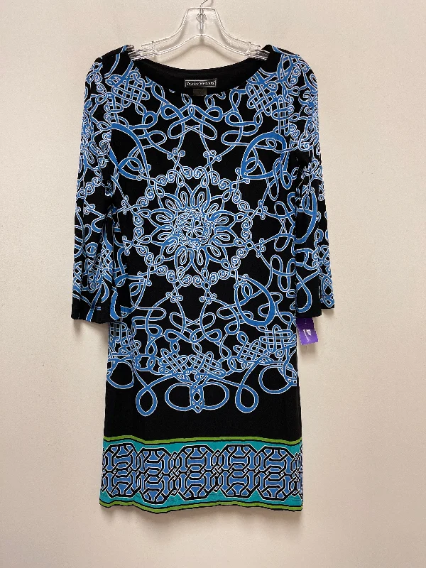 Black & Blue Dress Casual Midi Jessica Howard, Size S Stylish Button-Down Midi Dress