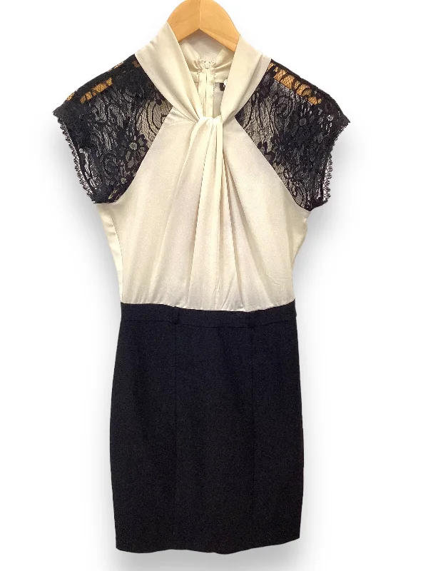 Black & Cream Dress Party Midi Bisou Bisou, Size S Elegant Velvet Midi Dress