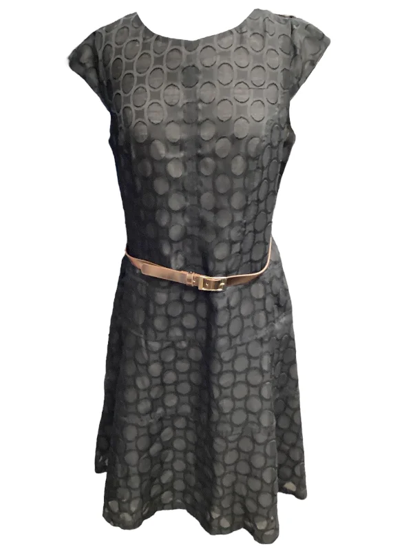 Black Dress Casual Midi Anne Klein, Size 12 Elegant Pleated Sleeve Midi Dress