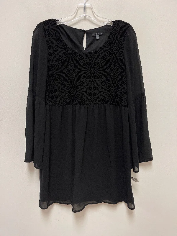 Black Dress Casual Midi As U Wish, Size M Stylish Midi Dress with Cuffs