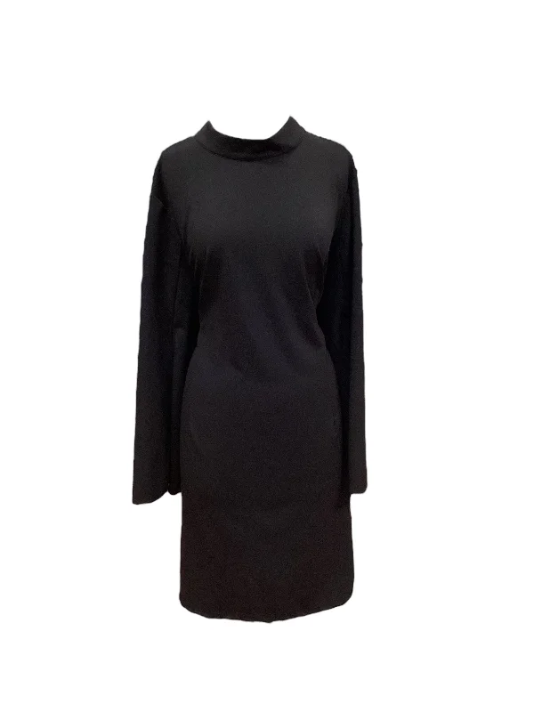 Black Dress Casual Midi Ashley Stewart, Size 26 Stylish Midi Dress with Cuffs
