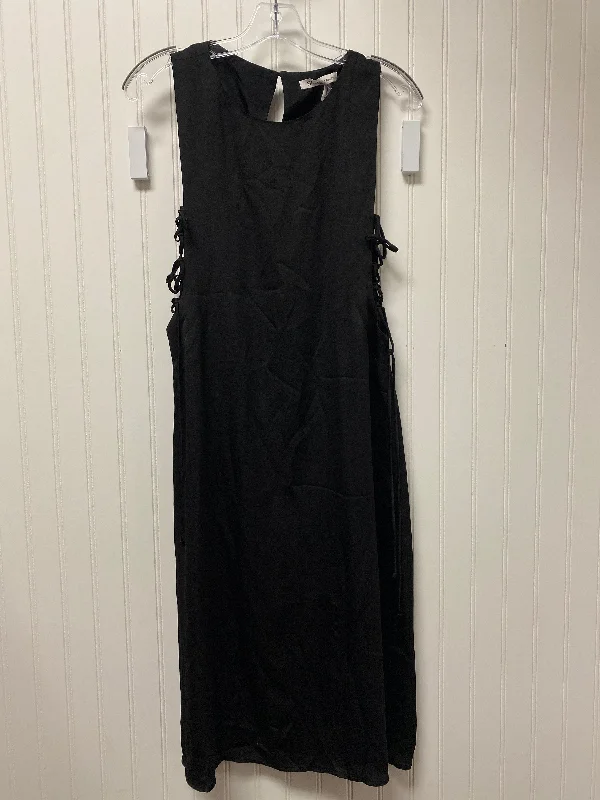 Black Dress Casual Midi Bcbg, Size Xs Trendy Midi Dress with Belt