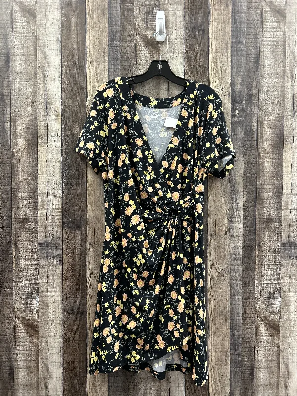 Black Dress Casual Midi Lands End, Size L Stylish Off-Shoulder Ruffle Dress