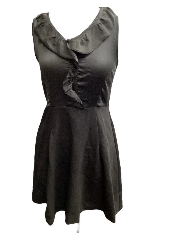 Black Dress Casual Midi Theory, Size 10 Trendy Ruffle Hem Midi Dress