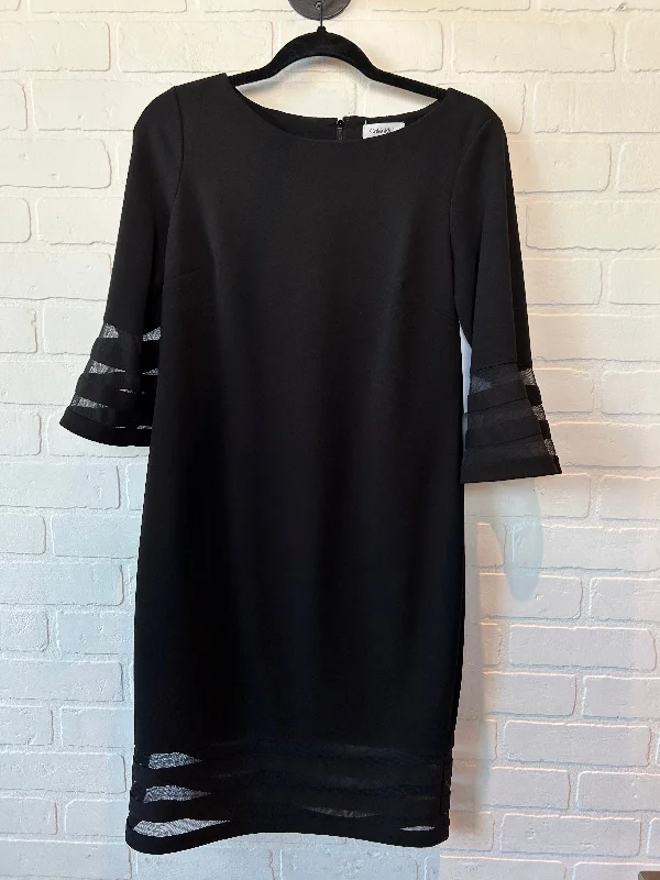 Black Dress Party Midi Calvin Klein, Size L Fashionable A-Line Midi Dress