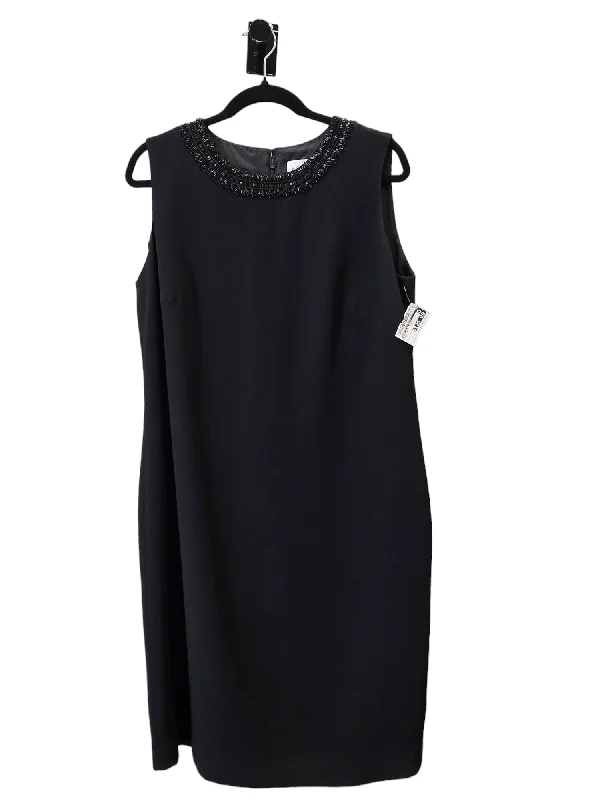 Black Dress Party Midi Oscar De La Renta, Size L Trendy Knit Midi Dress
