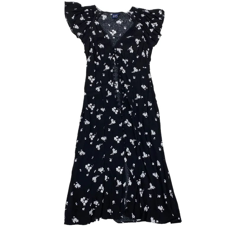 BLACK GAP DRESS PARTY MIDI, Size M Trendy Ruched Side Midi Dress