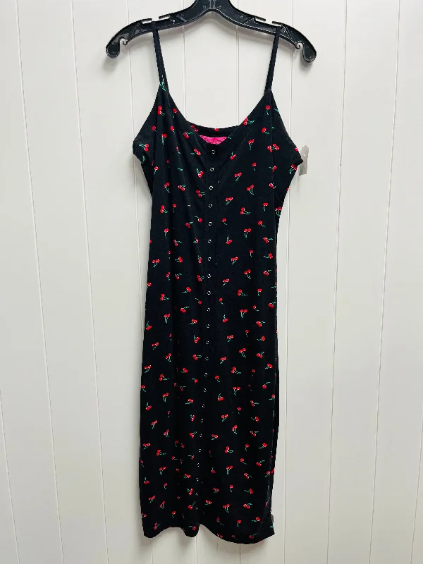 Black & Red Dress Casual Midi Betsey Johnson, Size Xl Chic Off-Shoulder Midi Dress