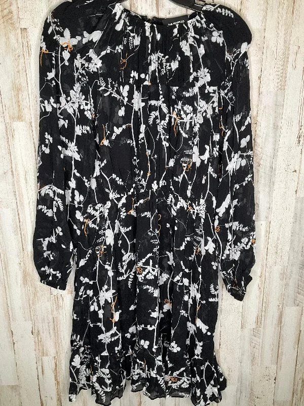 Black & White Dress Casual Midi Cma, Size L Stylish Cold Shoulder Midi Dress