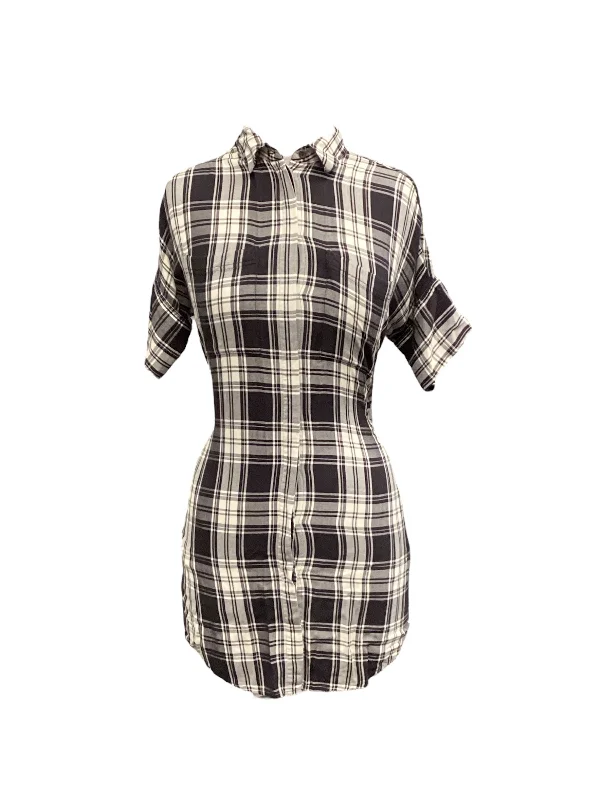 Black & White Dress Casual Midi Madewell, Size Xs Trendy Square Neck Midi Dress