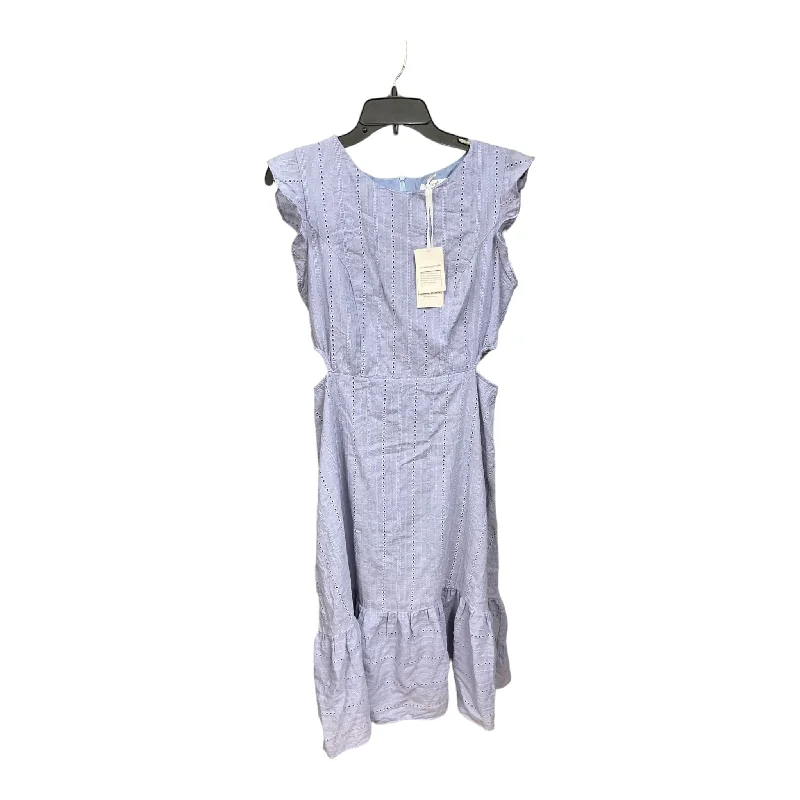 Blue Dress Casual Midi Cmc, Size L Comfortable Short Sleeve Midi Dress
