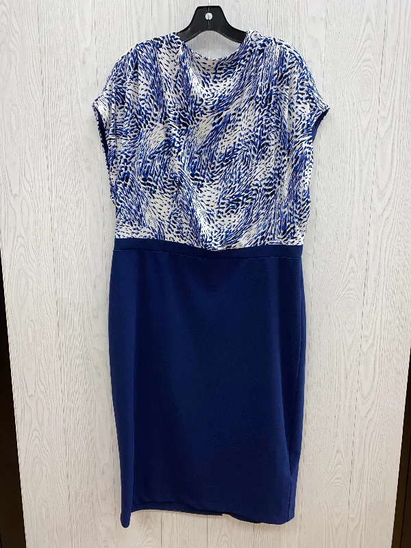 Blue Dress Casual Midi Express, Size Xl Trendy Knit Midi Dress