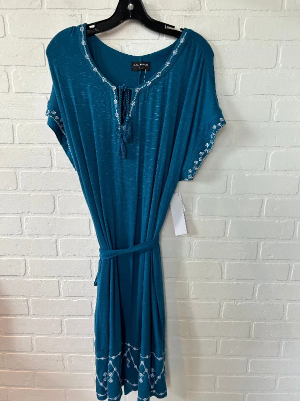 Blue Dress Casual Midi Lane Bryant, Size Xl Stylish Satin Midi Dress