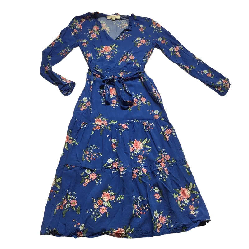 Blue Dress Casual Midi Loft, Size 2 Comfortable Adjustable Strap Midi Dress
