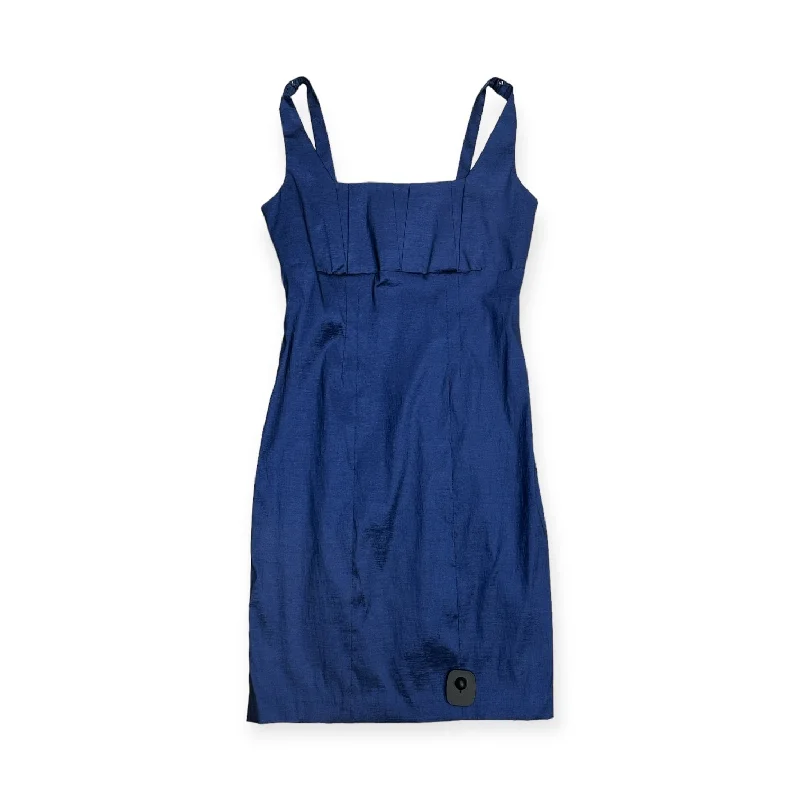Blue Dress Party Midi Calvin Klein, Size 8 Fashionable High-Neck Midi Dress