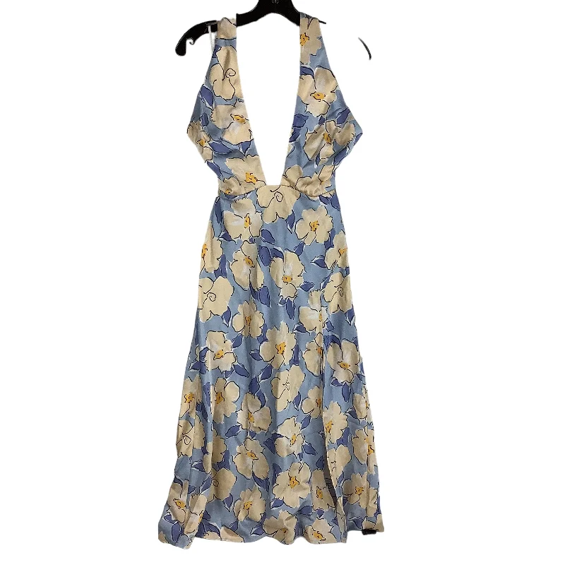 Blue Dress Party Midi Cmc, Size L (8) Comfortable Stretch Midi Dress