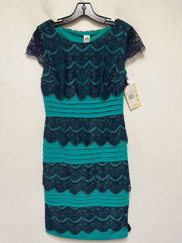 Blue & Green Dress Casual Midi Sangria, Size S Elegant Floral Skirt Midi Dress