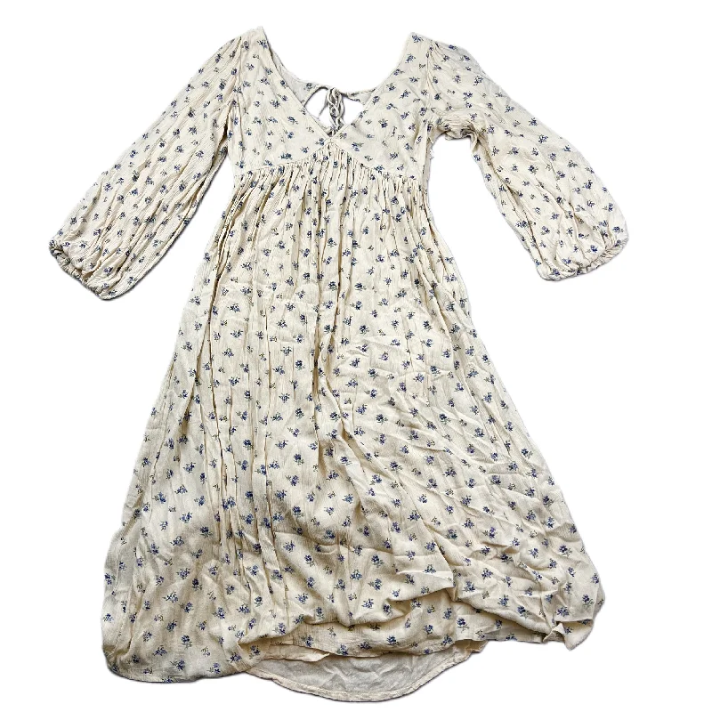 Blue & Tan Dress Casual Midi By Urban Outfitters, Size: S Stylish Tiered Midi Dress