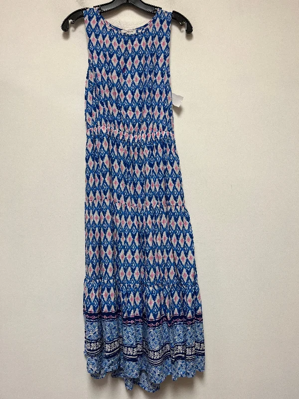Blue & White Dress Casual Midi Beachlunchlounge, Size S Stylish Striped Midi Dress