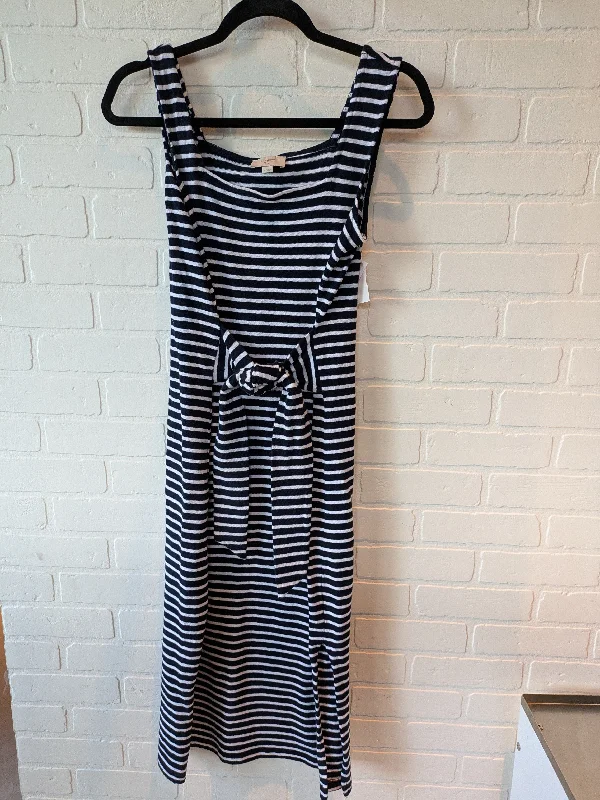 Blue & White Dress Casual Midi Loft, Size S Comfortable Floral Print Midi Dress