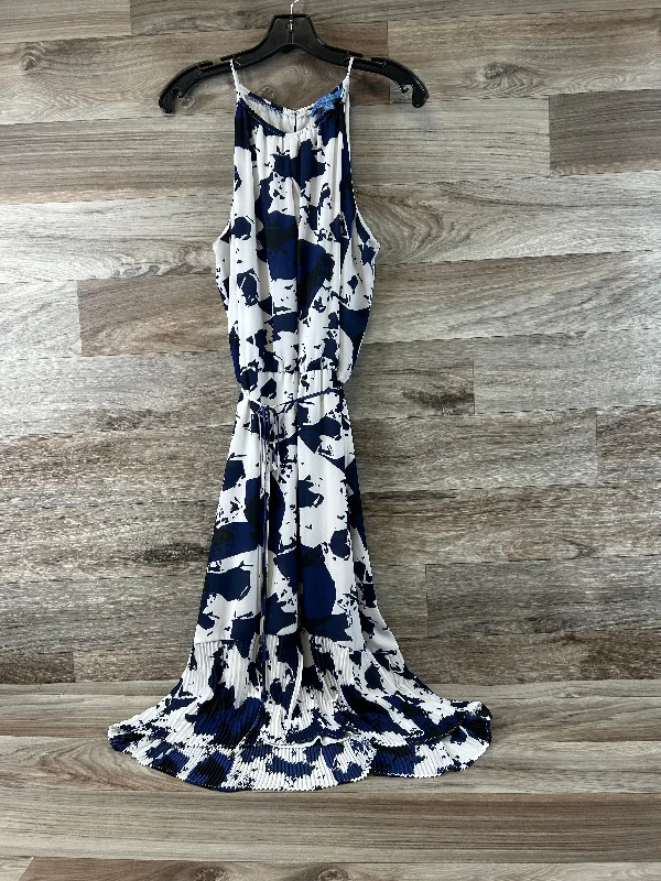 Blue & White Dress Casual Midi Simply Vera, Size L Chic Bohemian Midi Dress