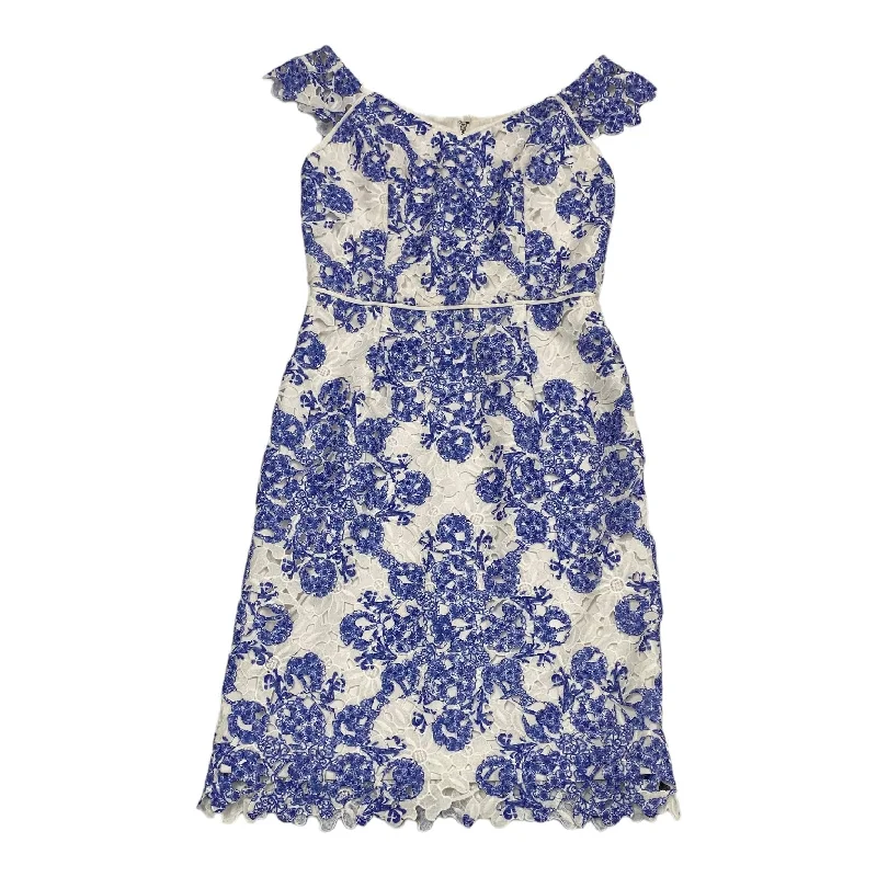 Blue & White Dress Casual Midi White House Black Market, Size 0 Elegant Floral Midi Dress Blue & White Dress Casual Midi White House Black Market, Size 0 Elegant Floral Midi Dress