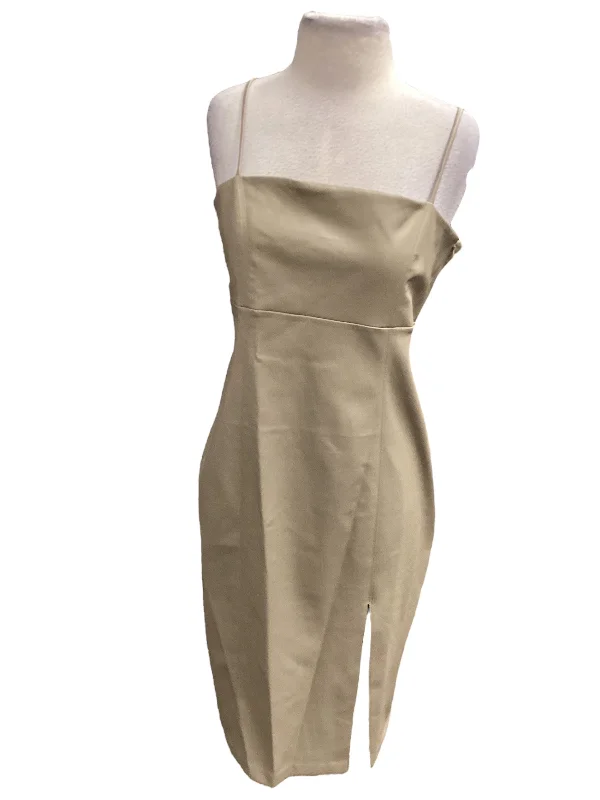 Brown Dress Casual Midi Express, Size M Fashionable Pleated Midi Dress