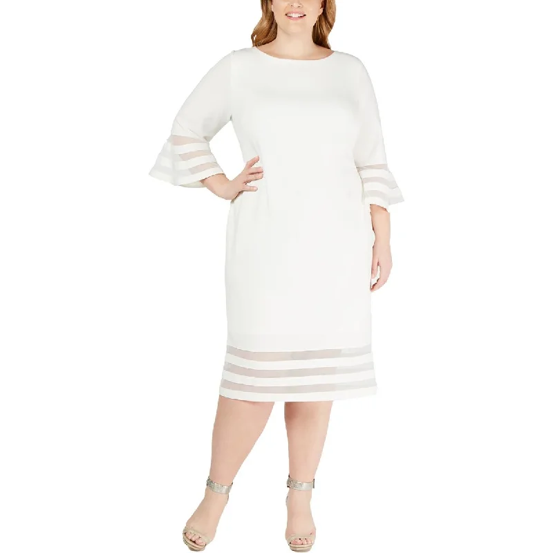 Calvin Klein Womens Plus Sheer Midi Sheath Dress Cozy Knit Midi Dress