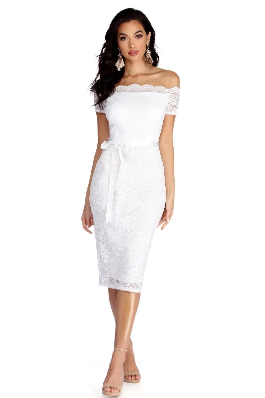 Faith Formal Stylish Midi Lace Dress Stylish High-Waisted Midi Dress