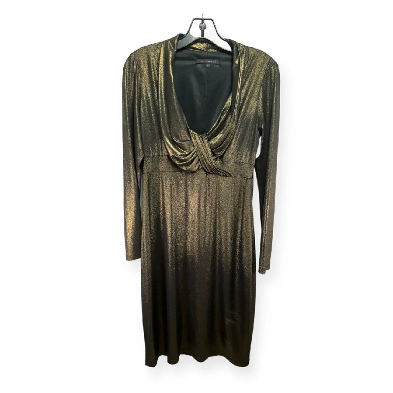 Gold Dress Party Midi David Meister, Size 6 Trendy Bodycon Midi Dress