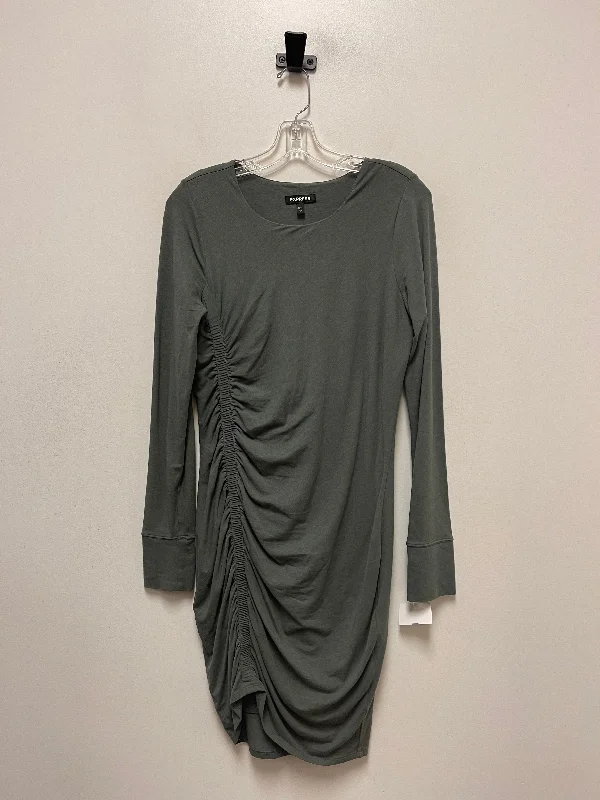 Green Dress Casual Midi Express, Size M Stylish Long Sleeve Floral Midi Dress