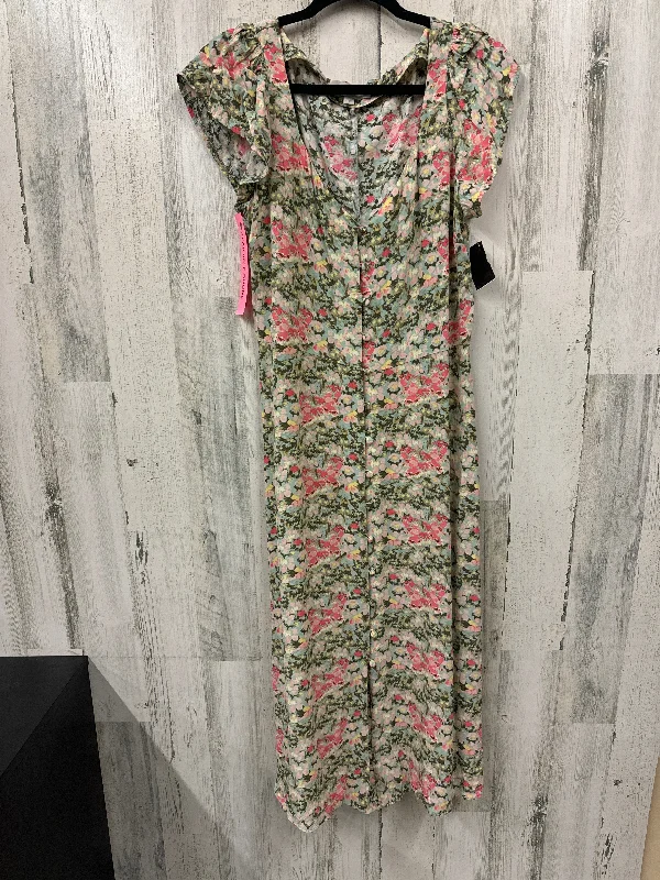 Green Dress Casual Midi Loft, Size L Fashionable Skater Midi Dress