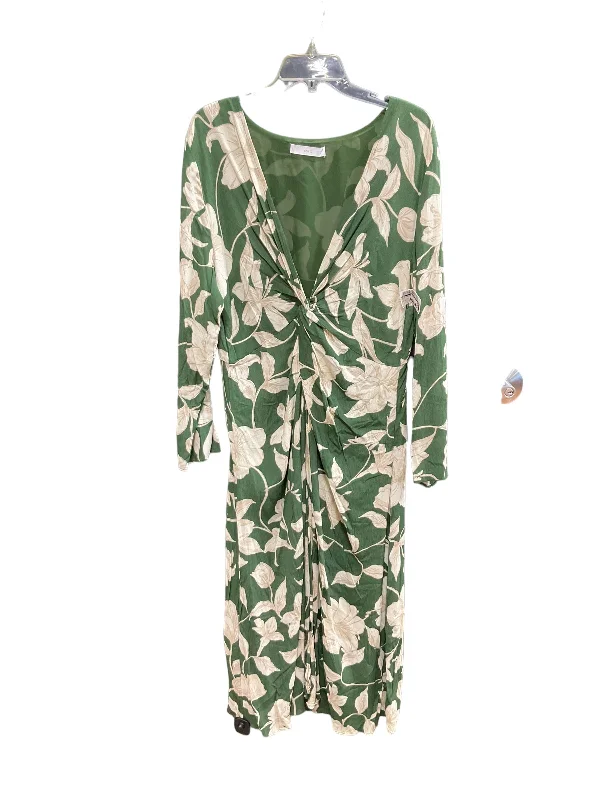 Green Dress Casual Midi Mng, Size 10 Chic Off-Shoulder Midi Dress