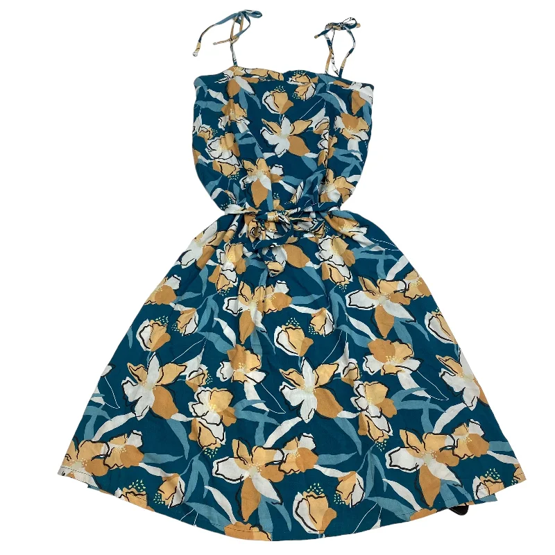 Green Dress Casual Midi Roxy, Size S Elegant Floral Skirt Midi Dress