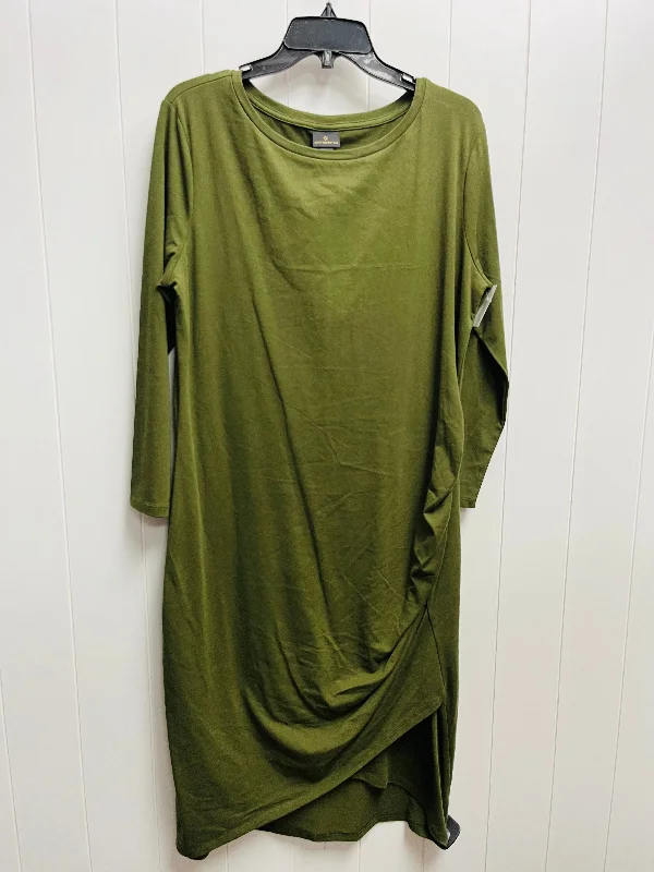 Green Dress Casual Midi Worthington, Size Xl Comfortable Geometric Print Midi Dress