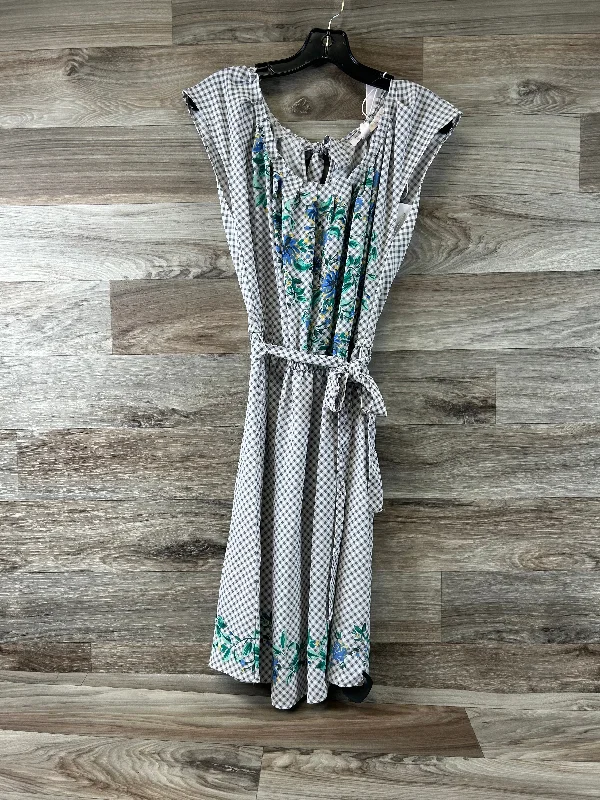 Green & Grey Dress Casual Midi Lc Lauren Conrad, Size M Comfortable Ruched Midi Dress