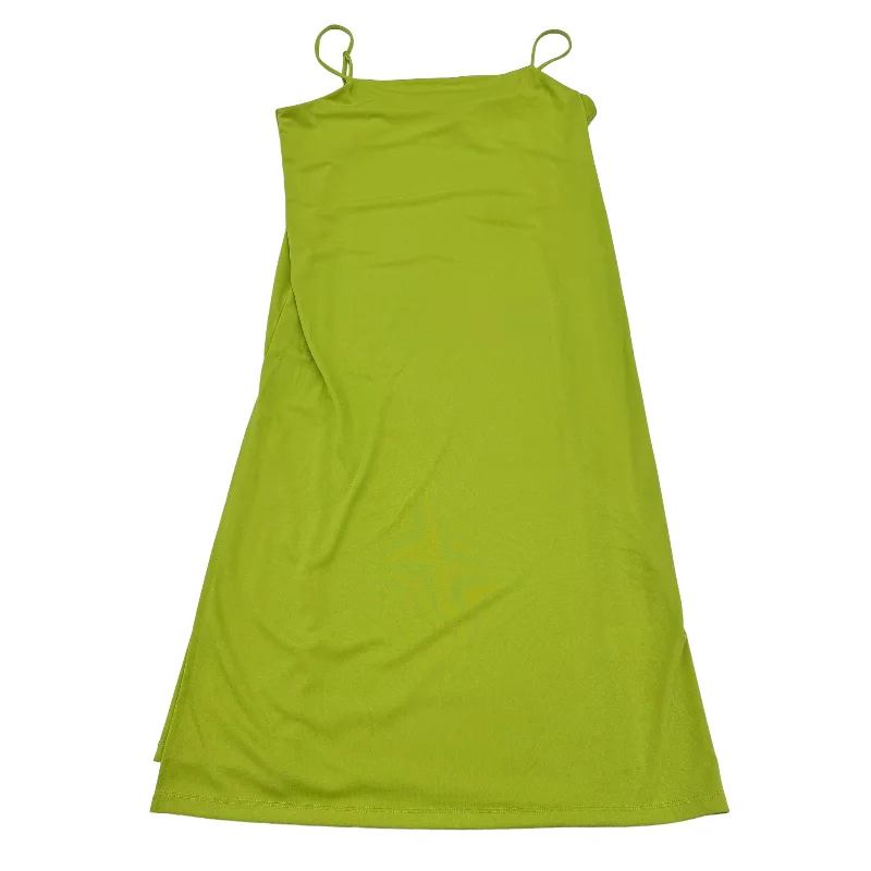 GREEN H&M DRESS CASUAL MIDI, Size L Fashionable Pleated Midi Dress