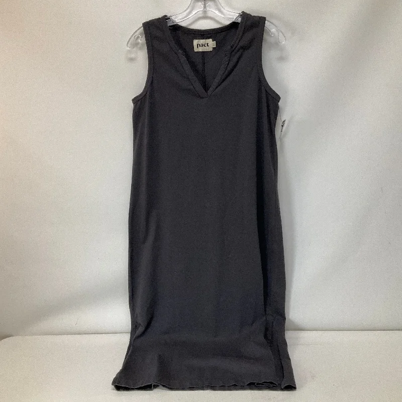 Grey Dress Casual Midi Cmb, Size M Fashionable Chiffon Midi Dress