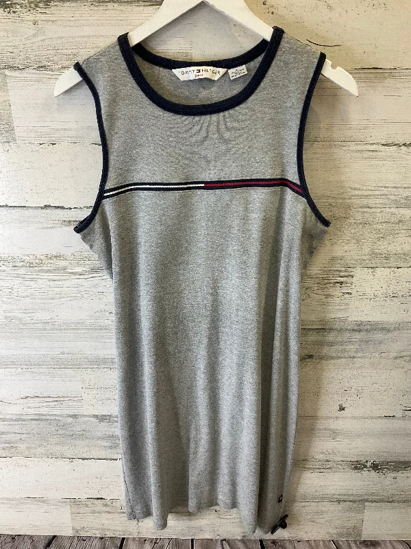 Grey Dress Casual Midi Tommy Hilfiger, Size Xl Stylish Button-Up Midi Dress