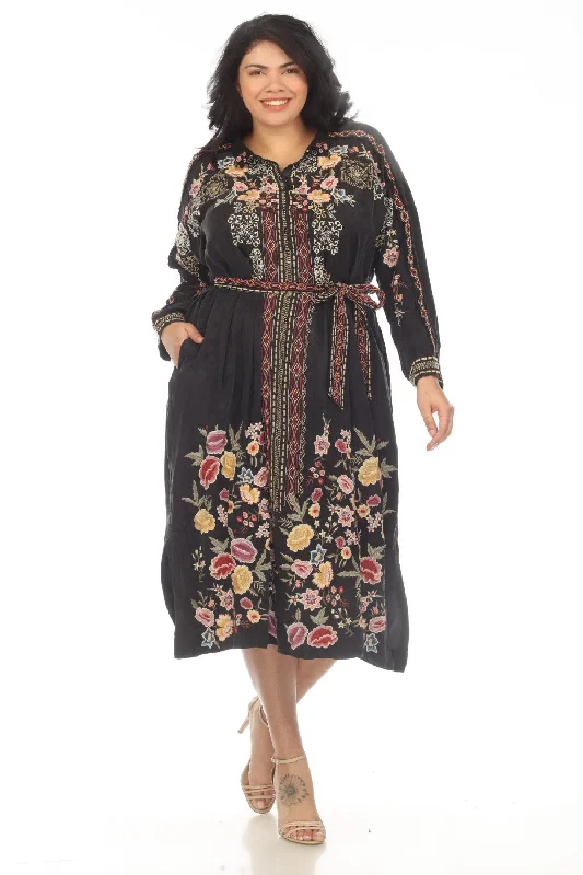 Johnny Was Biya Black Fairlie Embroidered Belted Midi Slip Dress Plus Size B37923B6X Fashionable Off-Shoulder Dress Midi Johnny Was Biya Black Fairlie Embroidered Belted Midi Slip Dress Plus Size B37923B6X Fashionable Off-Shoulder Dress Midi