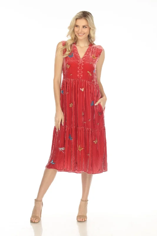 Johnny Was JWLA Monarca Velvet Ruffle Neck Midi Tank Dress Boho Chic J39023 Stylish Vintage Midi Dress Johnny Was JWLA Monarca Velvet Ruffle Neck Midi Tank Dress Boho Chic J39023 Stylish Vintage Midi Dress