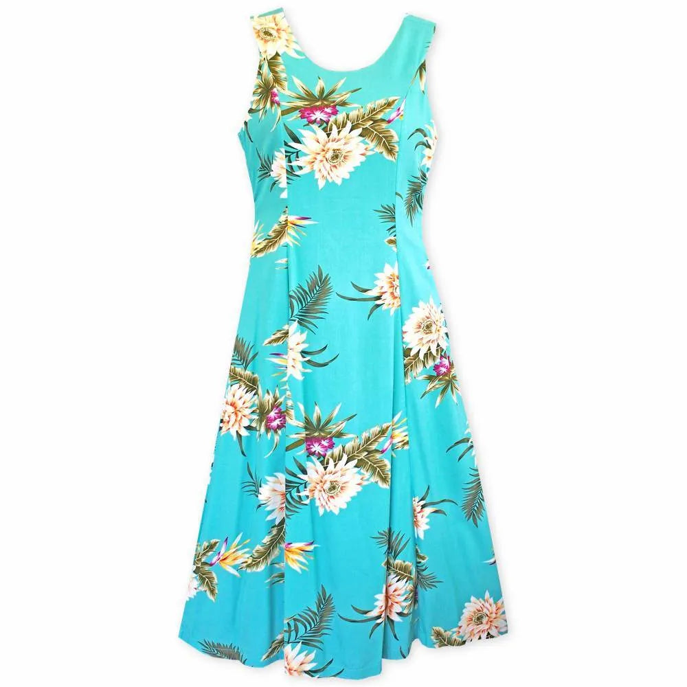 Mountain Green Darling Midi Hawaiian Dress Comfortable Short Sleeve Midi Dress