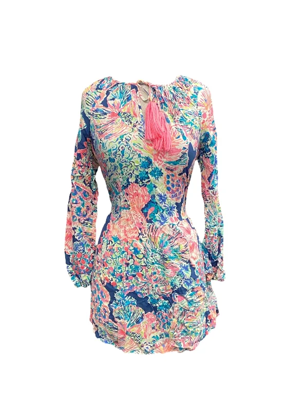 Multi-colored Dress Casual Midi Lilly Pulitzer, Size Xs Fashionable Sheer Sleeve Midi Dress Multi-colored Dress Casual Midi Lilly Pulitzer, Size Xs Fashionable Sheer Sleeve Midi Dress