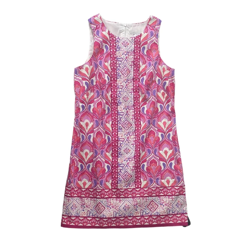 Multi-colored Dress Casual Midi London Times, Size 12 Comfortable Fit-and-Flare Midi Dress