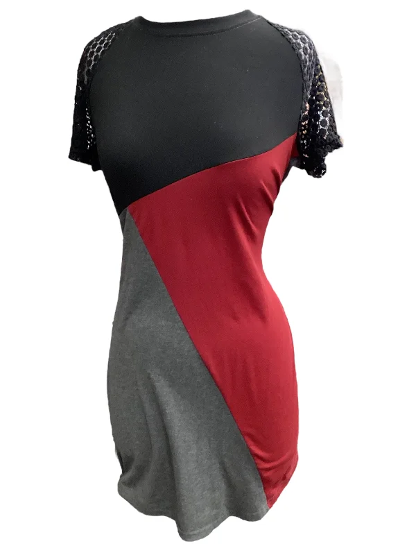 Multi-colored Dress Casual Midi Shein, Size S Elegant V-Neck Midi Dress